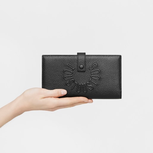 Large black leather Flap Wallet TOUS Miranda