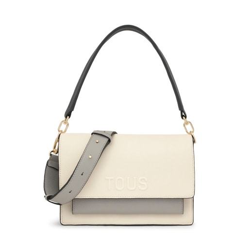 Medium beige and gray Crossbody bag Audree Saffiano