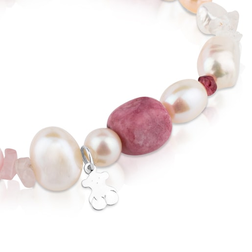 Pulsera de plata con perlas, granate, rodonita y cuarzo TOUS Pearls