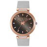 Montre analogique avec cadran marron et bracelet en acier de deux couleurs S-Mesh Mirror