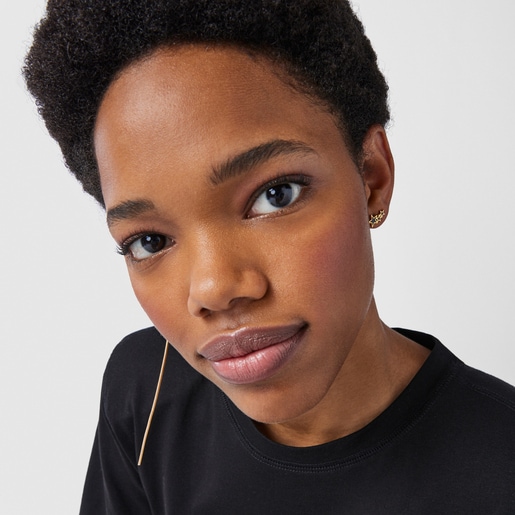 עגיל יחיד ורמייל צהוב עם אבני חן