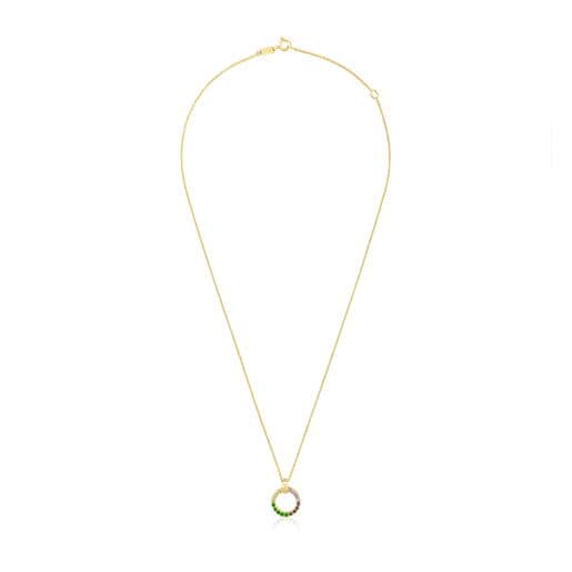 Collar con baño de oro 18 kt sobre plata y gemas Straight