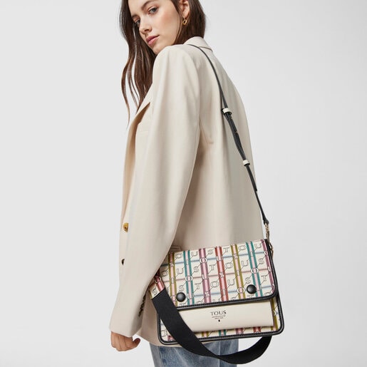 Бежево-черная сумка-кроссбоди Audree TOUS Crossroad среднего размера