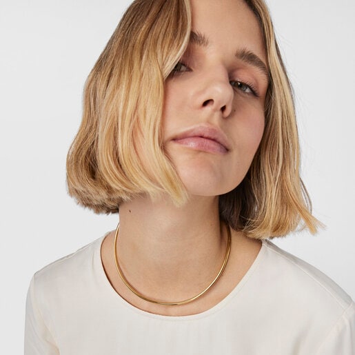 Cadena rígida Fragile Nature con baño de oro 18 kt sobre plata