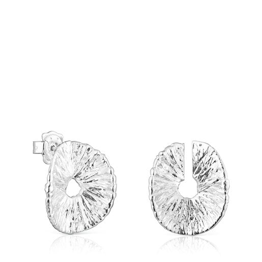 Silver Wicker Earrings with opening | TOUS