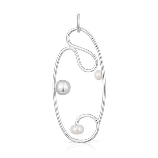 Large silver Tsuri Pendant with cultured pearls | TOUS