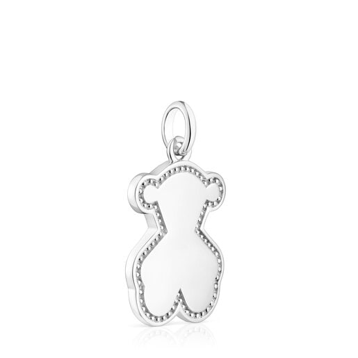Silver bear silhouette Medallion pendant Efecttous