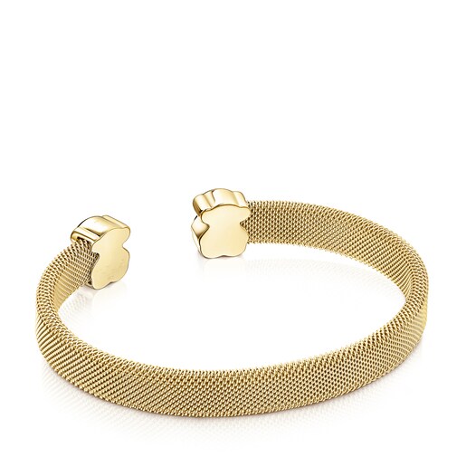 Gold-colored IP Steel Mesh Color Bracelet with Howlite