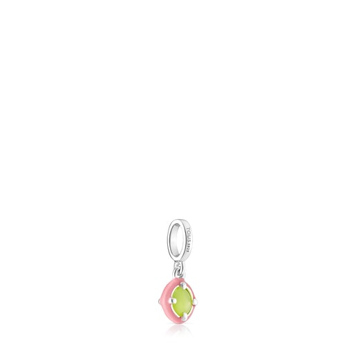 Silver TOUS Vibrant Colors Pendant with chalcedony and pink enamel