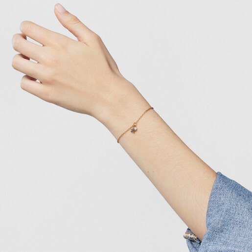 Pulsera con baño de oro 18 kt sobre plata con estrella de zafiros TOUS New Motif