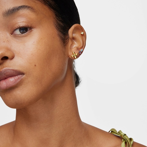 Pack of small Earrings with 18kt gold plating over silver and gemstones Sugar Party