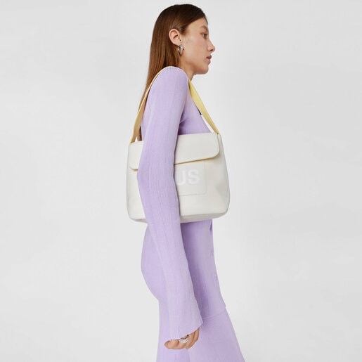 תיק כתף TOUS Maya קטן בצבע בז' וצהוב