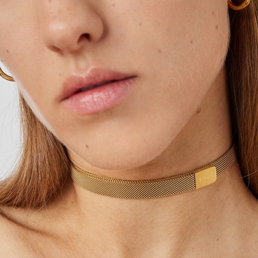 Gargantilla Mesh de acero IP dorado