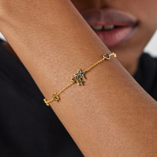 TOUS Silver Vermeil Teddy Bear Bracelet with Gemstones | Plaza Las Americas