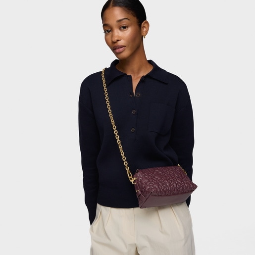 حقيبة يد ميني باللون العنابي من تشكيلة Bridge Puffy Bear