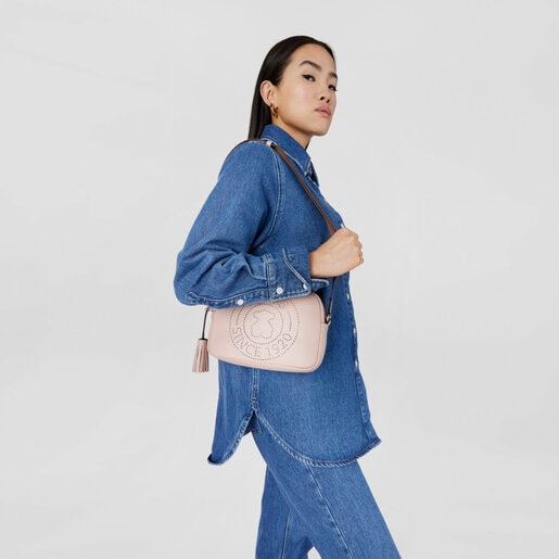 Маленькая сумка-кроссбоди Leissa из бледно-розовой кожи