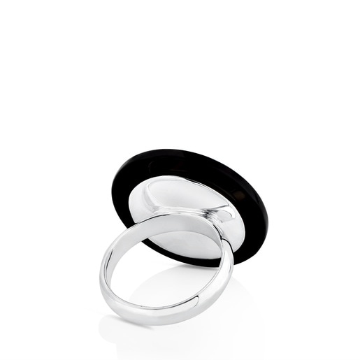 Silver Confeti Ring with Onyx