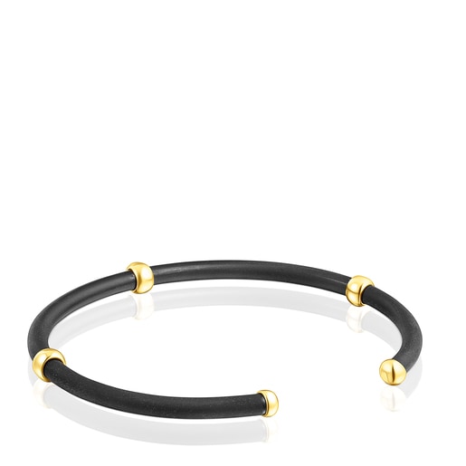 Bracelet TOUS St. Tropez Caucho billes avec argent vermeil de couleur noire