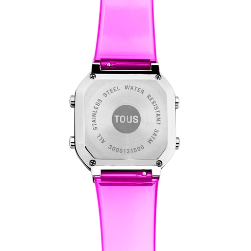 Rellotge digital de policarbonat fúcsia i acer D-BEAR Fresh