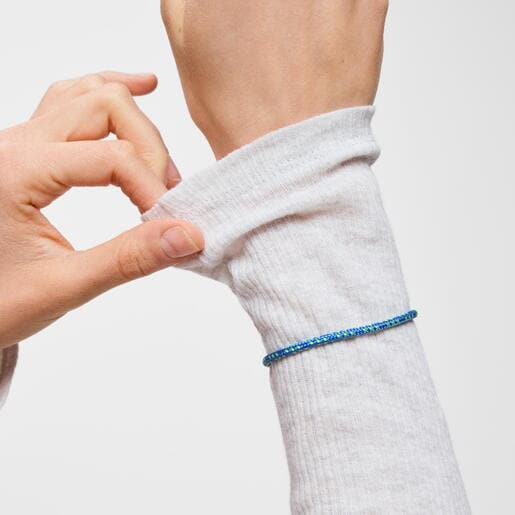 Pulsera con cordón azul y acero TOUS Basics