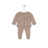Knitted baby set in Tricot pink stripes