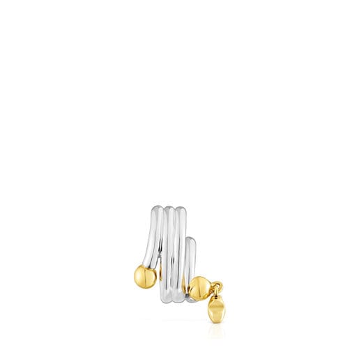 Silver and silver vermeil St. Tropez Triple earcuff with bear charm