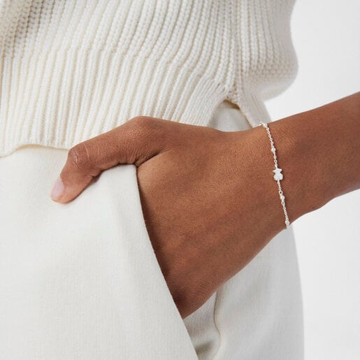 シルバーにパールが付いたブレスレット Super Power