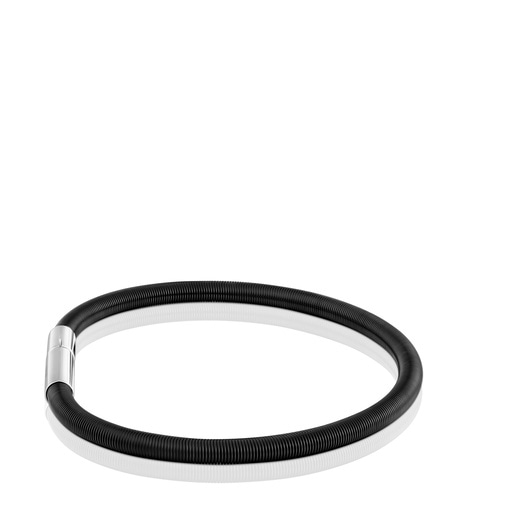 Mesh Tube black IP steel Bracelet 19 cm