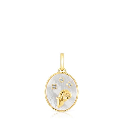 Pendente Ariete in argento vermeil con madreperla e topazi TOUS Horoscope