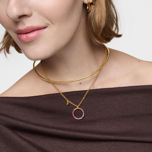 18kt gold-plated silver Pendant with gemstones TOUS Straight