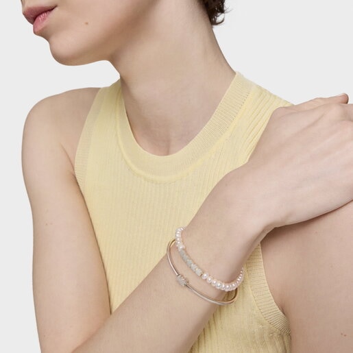 Серебряный браслет Straight с жемчугом