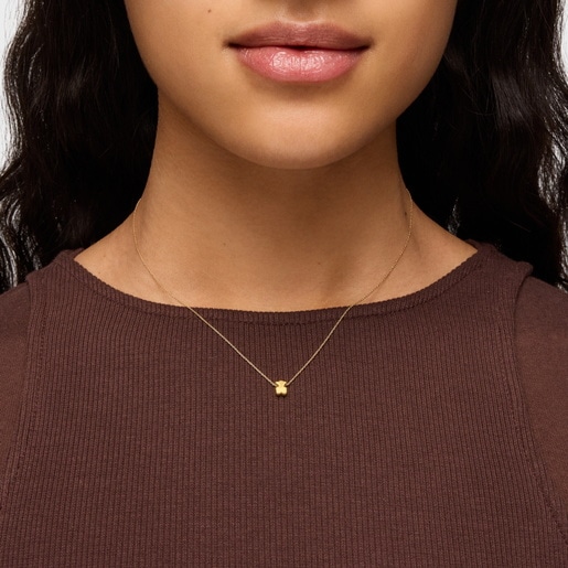 ゴールドに6mmのベアモチーフをあしらったショートネックレス Sweet Dolls