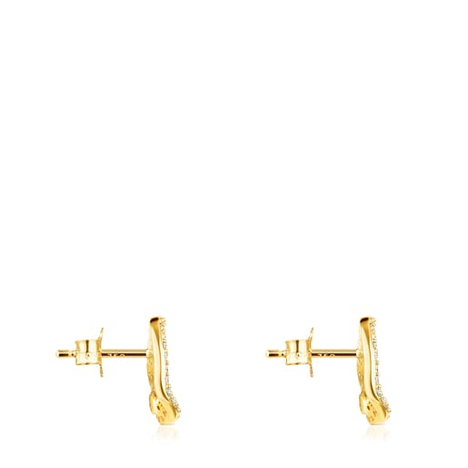 Gold Nenufar Earrings with Diamonds