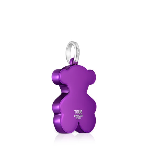 Pendentif ourson en acier lilas moyen Sweet Dolls