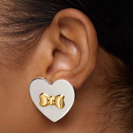 Aros corazón motivo lazo bicolor TOUS Ribbon
