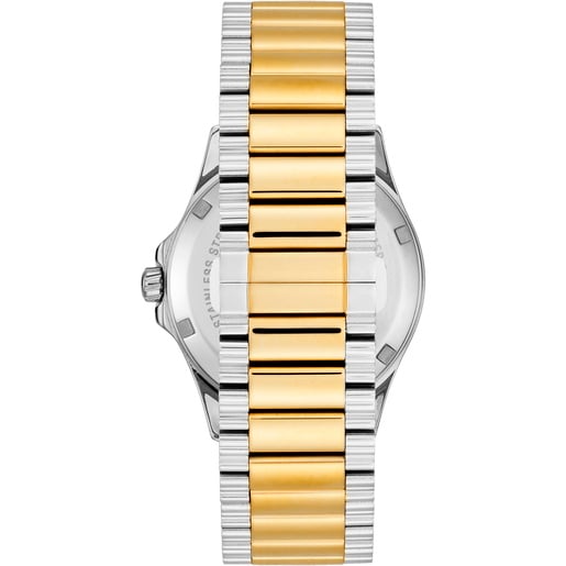 ساعة تناظرية بسوار من الصُلب باللونين الذهبي والفولاذي من تشكيلة TOUS DRIVE NEW