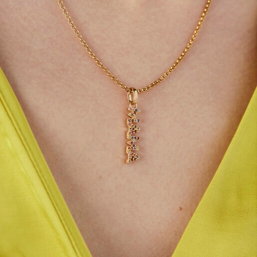 Silver vermeil TOUS Crossword Mama Mama pendant with gemstones