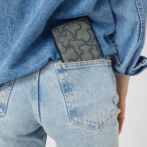 Medium black and mauve Kaos Legacy Flat wallet