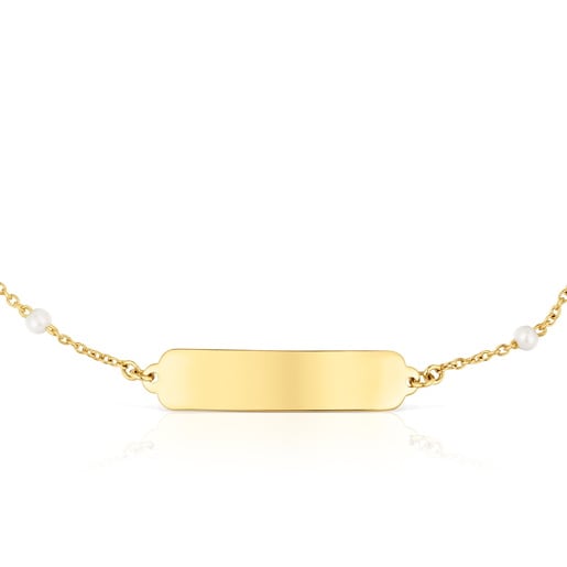 Pulsera placa de oro y perlas cultivadas TOUS Baby
