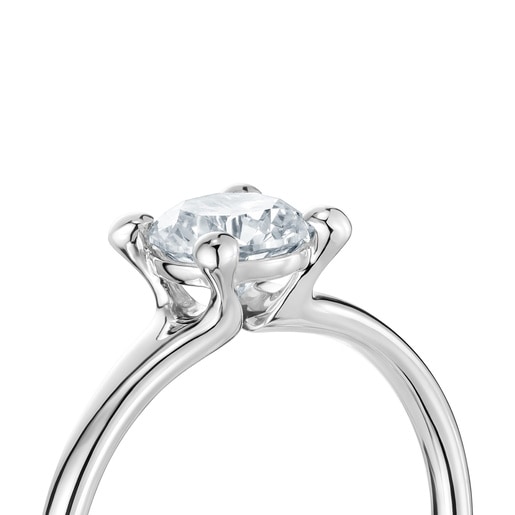 Anell solitari de platí amb diamant creat al laboratori 0,70 ct Shine LGD