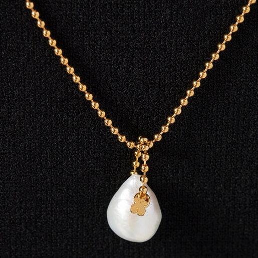 Silver Vermeil Gloss Pendant with Pearl | TOUS