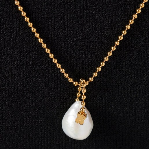 Silver Vermeil Gloss Pendant with Pearl