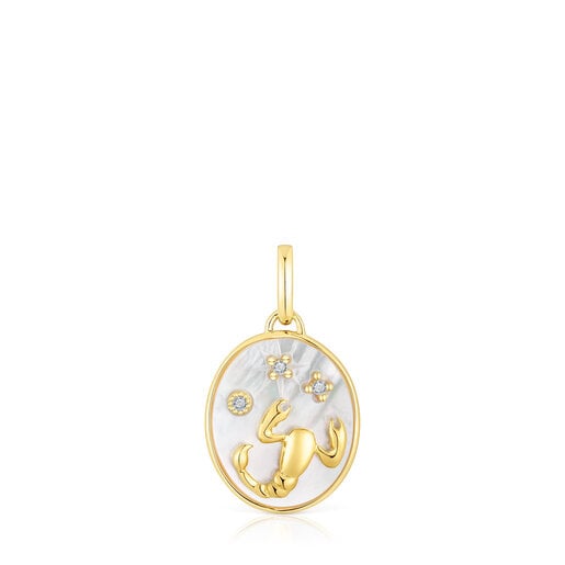 Pingente Escorpião em prata vermeil com madrepérola e topázios TOUS Horoscope