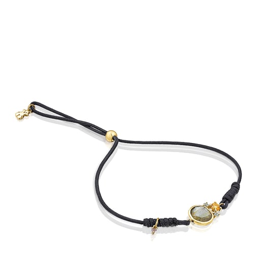 Pulsera de nylon con labradorita y oro Virtual Garden