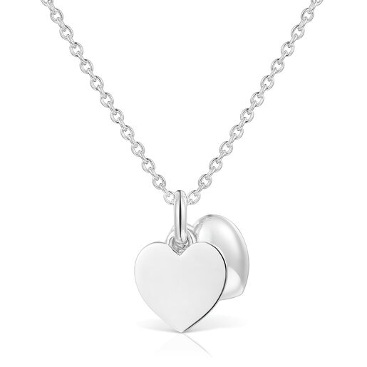 Collar de plata doble corazón 9 mm TOUS Flechazo