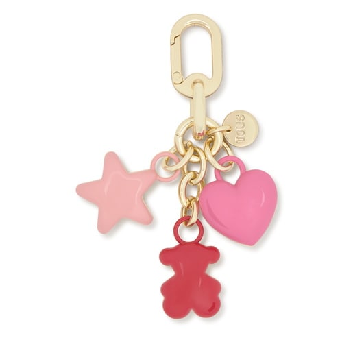 Red and gold-colored Key ring Puffed Motifs