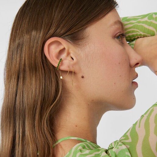 Silver vermeil TOUS Straight Earcuff earrings with chrome diopside