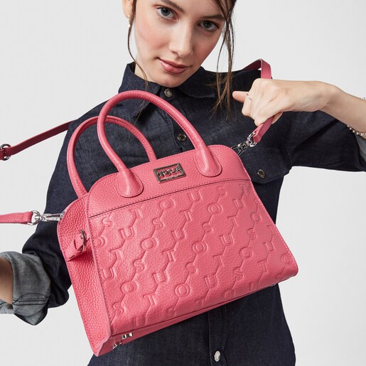 Small fuchsia leather TOUS Script City bag