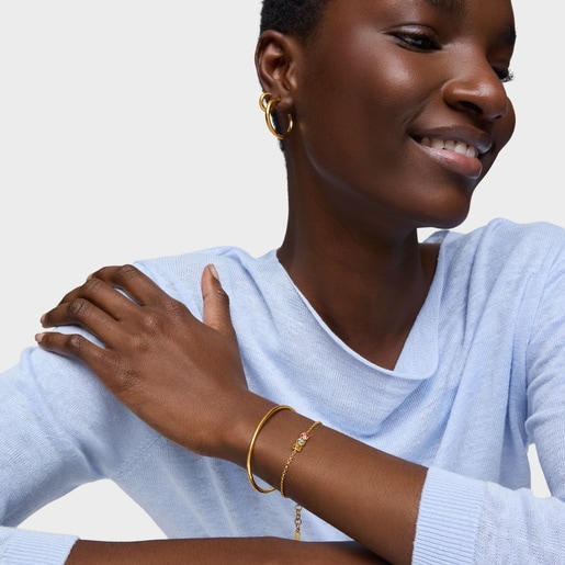 Pulsera cadena con baño de oro 18 kt sobre plata y gemas creadas en laboratorio Icon Color LGG