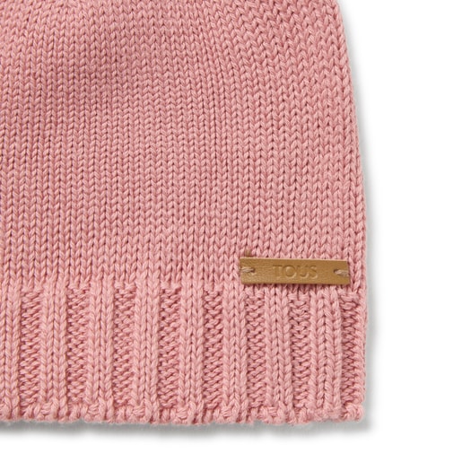 Gorro com nó de bebé Tricot cor-de-rosa